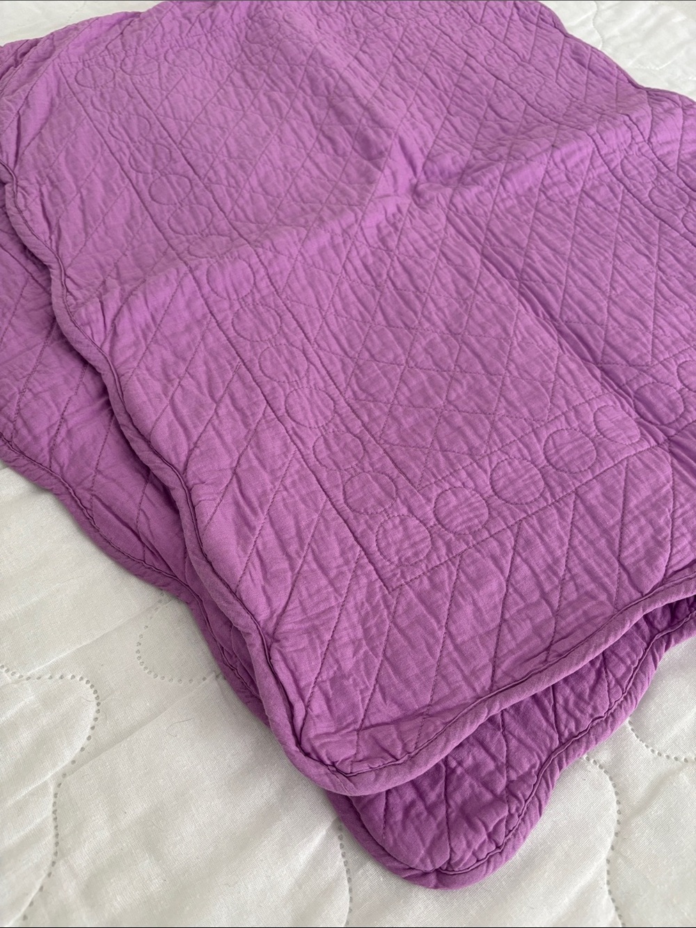 2 Isaac Mizrahi Cotton Quilted Pillow Shams Envelope back Lilac Purple Pair